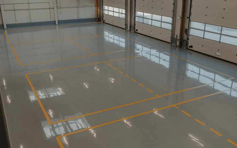 new gray epoxy floor in dallas warehouse