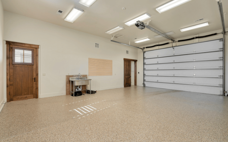 new tan epoxy floor in dfw garage